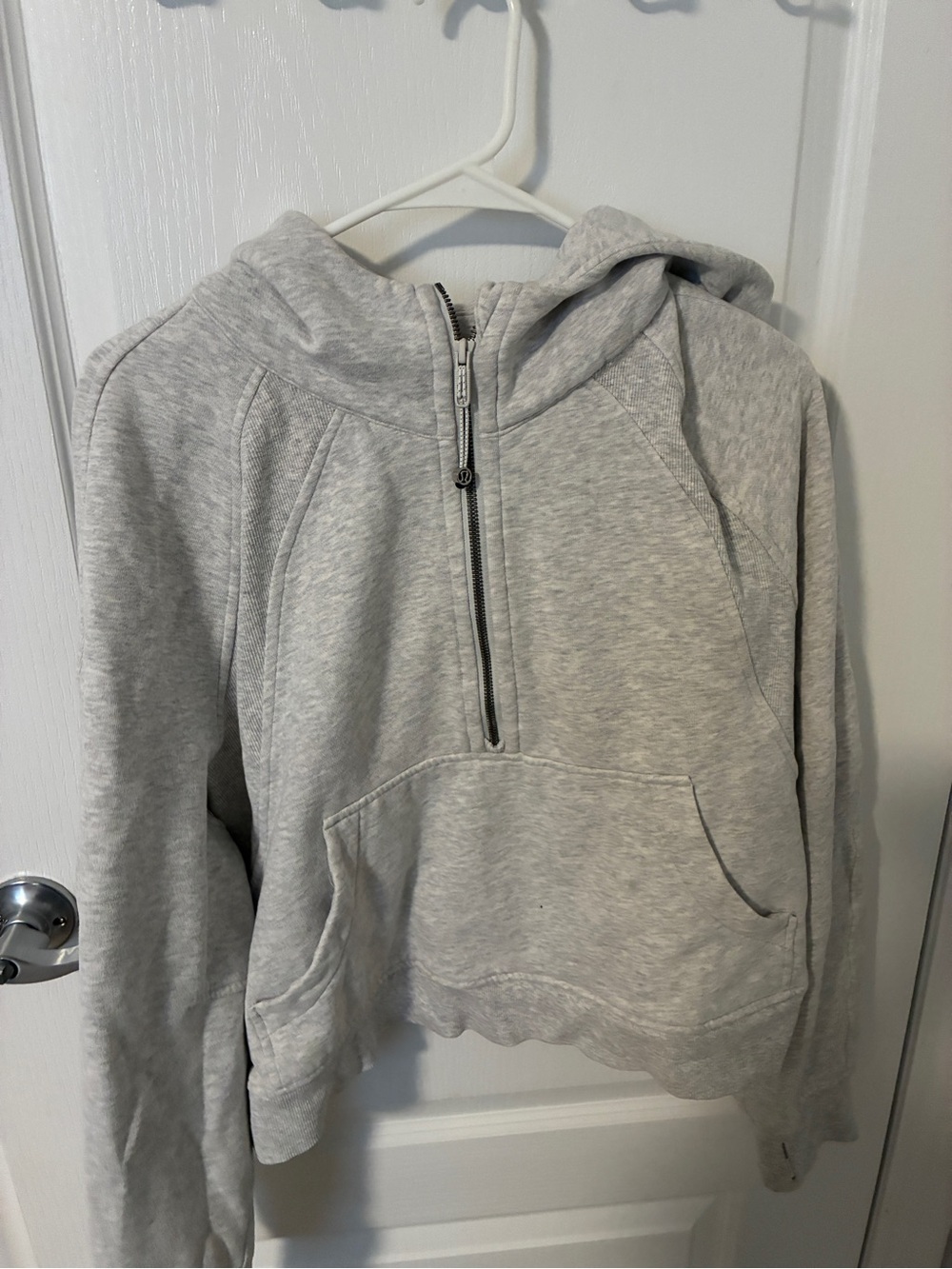 Lululemon Light Gray Half-Zip Hooded Sweater